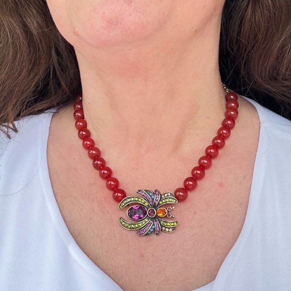 Heidi Daus Orange Spider Necklace